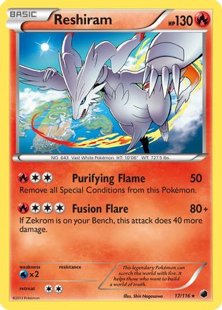 Reshiram/116  - Reverse Holofoil Plasma Freeze - Holo Rare Plasma Freeze Pokemon Single  Squirtle Squad Card Shop.