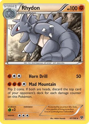 Rhydon  - Reverse Holofoil XY Base Set - Rare XY Base Set Pokemon Single  Squirtle Squad Card Shop.