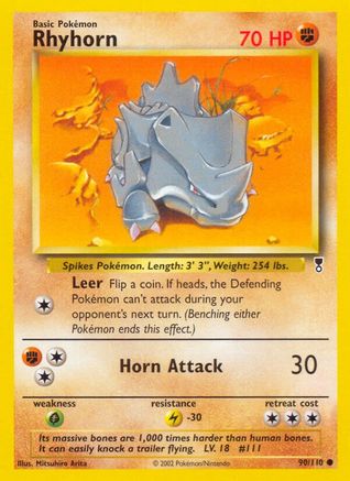 Rhyhorn/110  - Reverse Holofoil Legendary Collection - Common Legendary Collection Pokemon Single  Squirtle Squad Card Shop.