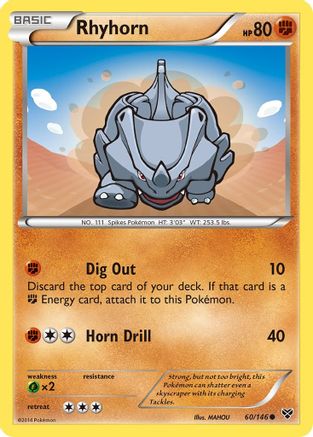 Rhyhorn  - Reverse Holofoil XY Base Set - Common XY Base Set Pokemon Single  Squirtle Squad Card Shop.