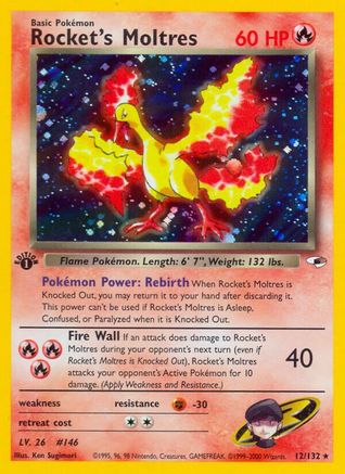 Rocket's Moltres 012  - 1st Edition Holofoil Gym Heroes - Holo Rare Gym Heroes Pokemon Single  Squirtle Squad Card Shop.