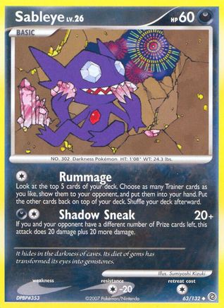 Sableye 063  Secret Wonders - Uncommon Secret Wonders Pokemon Single  Squirtle Squad Card Shop.