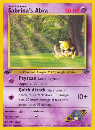 Sabrina's Abra (94) (94) 094  - 1st Edition Gym Challenge - Common Gym Challenge Pokemon Single  Squirtle Squad Card Shop.