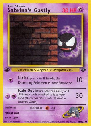 Sabrina's Gastly (96) (96) 096  - 1st Edition Gym Challenge - Common Gym Challenge Pokemon Single  Squirtle Squad Card Shop.