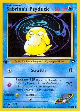 Sabrina's Psyduck 099  - 1st Edition Gym Challenge - Common Gym Challenge Pokemon Single  Squirtle Squad Card Shop.