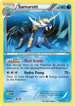 Samurott (32) (32) 032/114  - Holofoil Black and White - Holo Rare Black and White Pokemon Single  Squirtle Squad Card Shop.