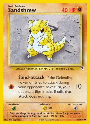 Sandshrew 091/110  Legendary Collection - Common Legendary Collection Pokemon Single  Squirtle Squad Card Shop.