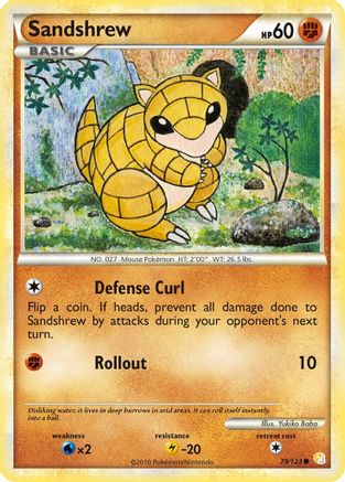 Sandshrew 079  HeartGold SoulSilver - Common HeartGold SoulSilver Pokemon Single  Squirtle Squad Card Shop.