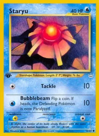 Staryu 056  - 1st Edition Neo Revelation - Common Neo Revelation Pokemon Single  Squirtle Squad Card Shop.