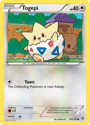 Togepi 102  Plasma Storm - Common Plasma Storm Pokemon Single  Squirtle Squad Card Shop.