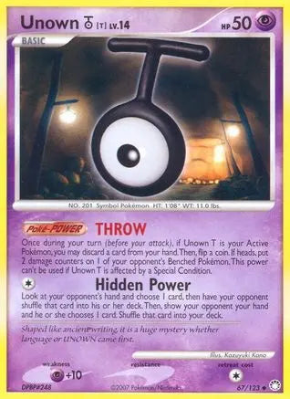 Unown [T] 067/123  - Reverse Holofoil Mysterious Treasures - Uncommon