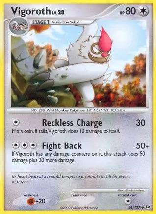 Vigoroth 64/127 – Reverse Holofoil Platinum – Uncommon Platinum Pokemon Single  Squirtle Squad Card Shop.