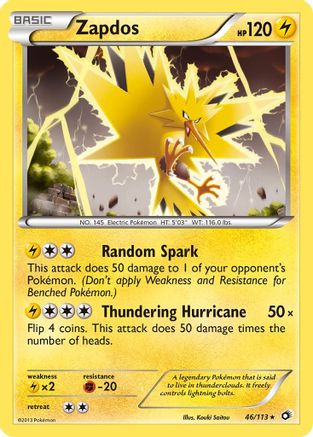 Zapdos 046  - Reverse Holofoil Legendary Treasures - Holo Rare Legendary Treasures Pokemon Single  Squirtle Squad Card Shop.