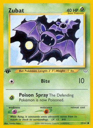 Zubat 059  - 1st Edition Neo Revelation - Common Neo Revelation Pokemon Single  Squirtle Squad Card Shop.