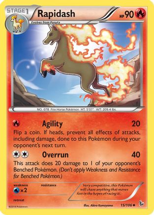 Rapidash 015  - Reverse Holofoil XY  Flashfire - Uncommon XY - Flashfire Pokemon Single  Squirtle Squad Card Shop.
