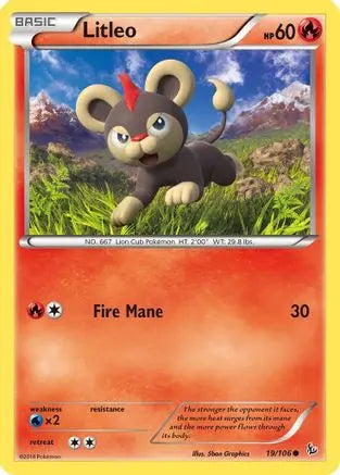 Litleo (19) (19) 019  - Reverse Holofoil XY  Flashfire - Common XY - Flashfire Pokemon Single  Squirtle Squad Card Shop.