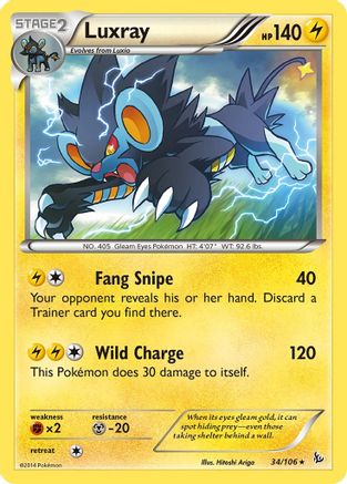 Luxray 034/106  - Reverse Holofoil XY  Flashfire - Rare XY - Flashfire Pokemon Single  Squirtle Squad Card Shop.