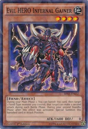Evil HERO Infernal Gainer (Shatterfoil) (BP03-EN032) - Battle Pack 3: Monster League 1st Edition Battle Pack 3: Monster League Yugioh Single  Squirtle Squad Card Shop.