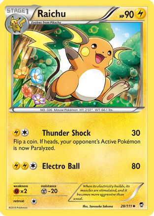 Raichu 028  - Reverse Holofoil XY  Furious Fists - Uncommon XY - Furious Fists Pokemon Single  Squirtle Squad Card Shop.
