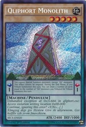 Qliphort Monolith (SECE-EN020) - Secrets of Eternity Unlimited Secrets of Eternity Yugioh Single  Squirtle Squad Card Shop.