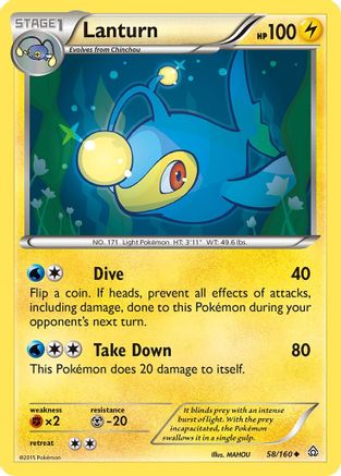 Lanturn  - Reverse Holofoil XY  Primal Clash - Uncommon XY - Primal Clash Pokemon Single  Squirtle Squad Card Shop.