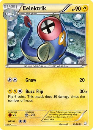 Eelektrik  - Reverse Holofoil XY  Primal Clash - Uncommon XY - Primal Clash Pokemon Single  Squirtle Squad Card Shop.