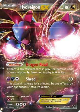 Hydreigon EX 062/108  - Holofoil XY  Roaring Skies - Ultra Rare XY - Roaring Skies Pokemon Single  Squirtle Squad Card Shop.
