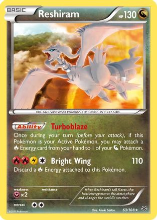 Reshiram 063  - Reverse Holofoil XY  Roaring Skies - Holo Rare XY - Roaring Skies Pokemon Single  Squirtle Squad Card Shop.