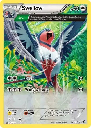 Swellow (72 Delta) (72 Delta) 072  - Holofoil XY  Roaring Skies - Holo Rare XY - Roaring Skies Pokemon Single  Squirtle Squad Card Shop.