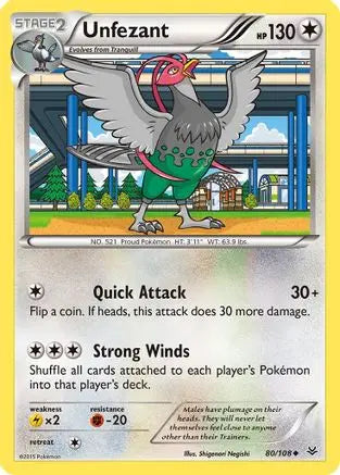 Unfezant (80)  - Reverse Holofoil XY  Roaring Skies - Uncommon