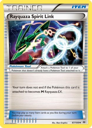 Rayquaza Spirit Link 087  - Reverse Holofoil XY  Roaring Skies - Uncommon XY - Roaring Skies Pokemon Single  Squirtle Squad Card Shop.