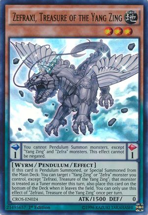 Zefraxi, Treasure of the Yang Zing (CROS-EN024) - Crossed Souls 1st Edition Crossed Souls Yugioh Single  Squirtle Squad Card Shop.