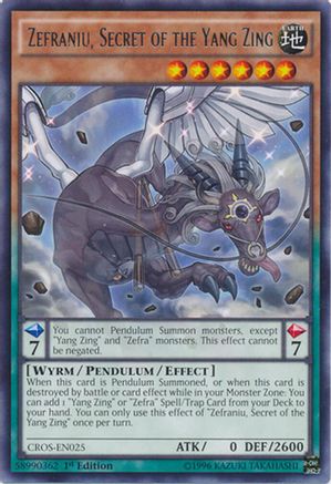 Zefraniu, Secret of the Yang Zing (CROS-EN025) - Crossed Souls 1st Edition Crossed Souls Yugioh Single  Squirtle Squad Card Shop.