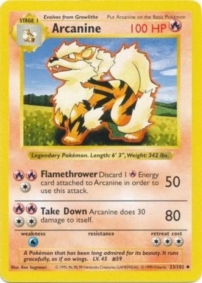 Arcanine 023  - Unlimited Base Set Shadowless - Uncommon