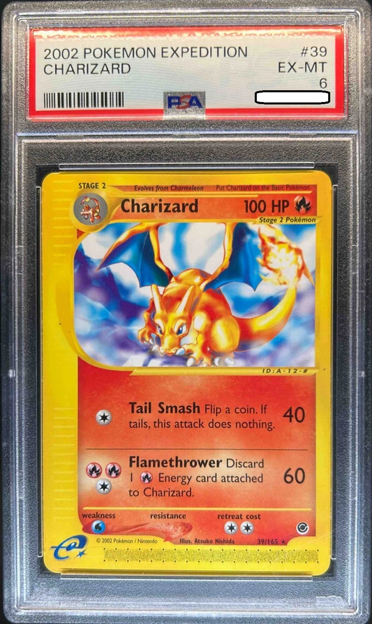 Pokémon TCG – Charizard 39/165 Non-Holo Rare – Expedition Base Set – PSA 6 EX-MT Squirtle Squad Card Shop.   Squirtle Squad Card Shop.