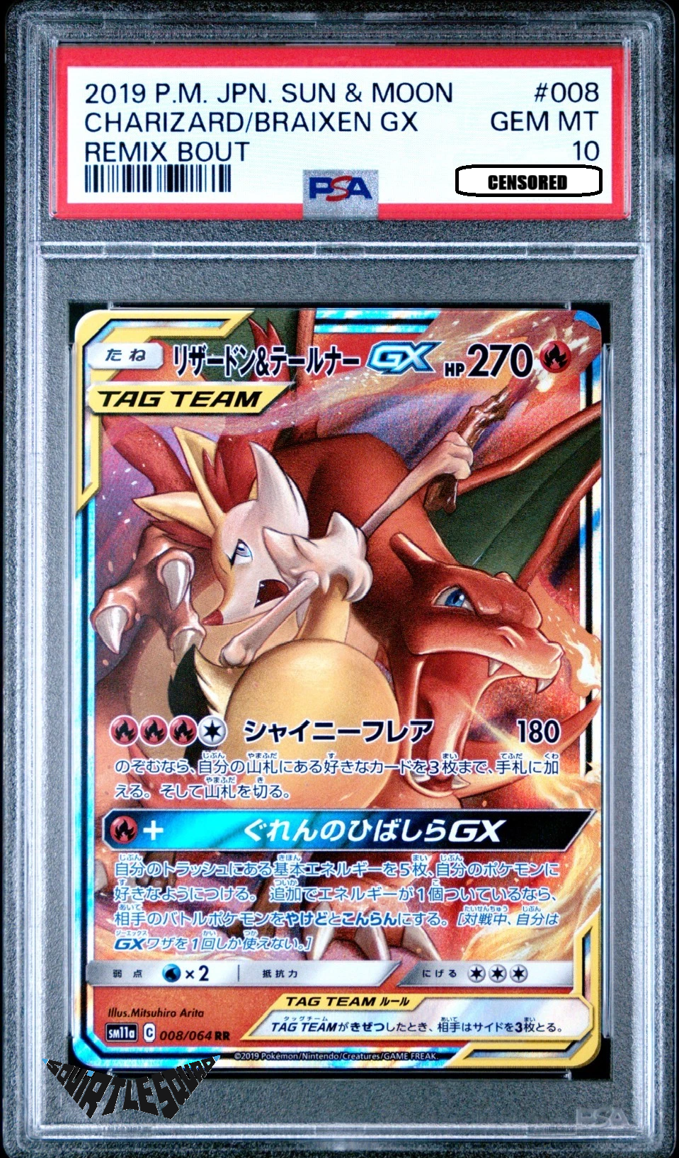 Pokémon TCG – Charizard & Braixen GX 008/064 – Remix Bout (SM11a) – Japanese – PSA 10 Gem Mint