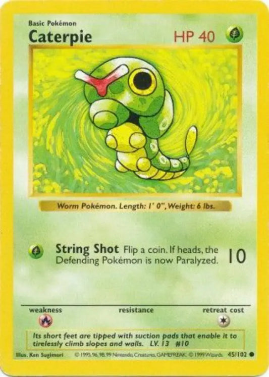 Caterpie 045  - Unlimited Base Set Shadowless - Common Base Set (Shadowless) Pokemon Single  Squirtle Squad Card Shop.