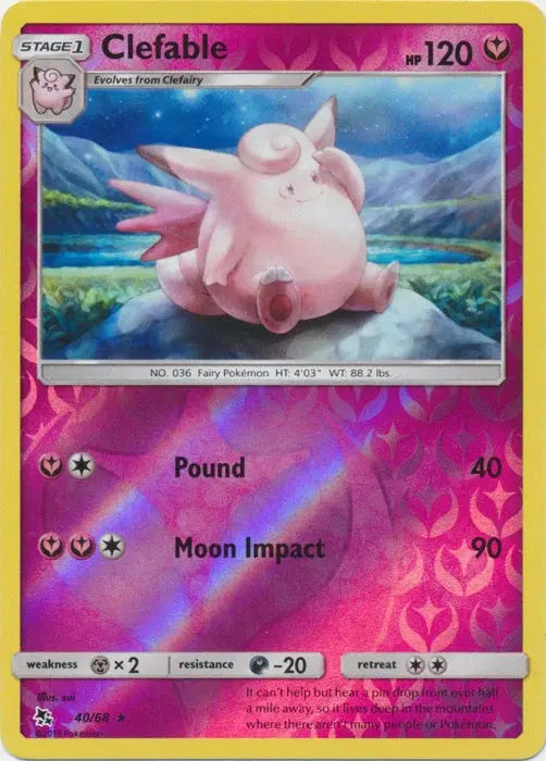 Clefable 040/68 - Reverse Holofoil Hidden Fates - Rare Hidden Fates Pokemon Single  Squirtle Squad Card Shop.