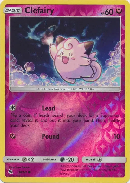 Clefairy 038/68 - Reverse Holofoil Hidden Fates - Common Hidden Fates Pokemon Single  Squirtle Squad Card Shop.