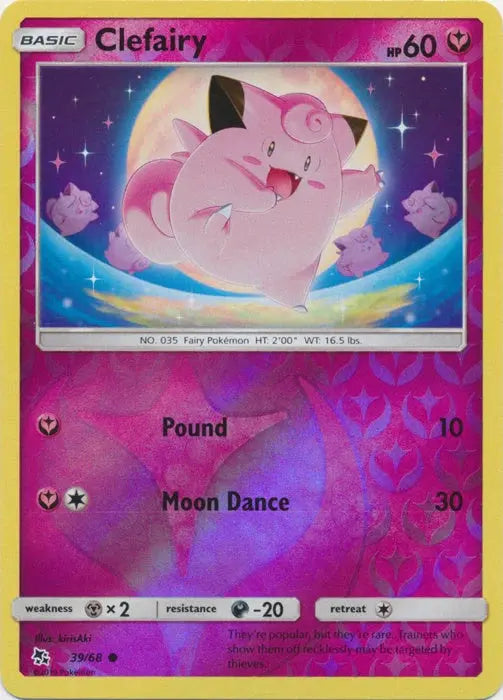 Clefairy 039/68 - Reverse Holofoil Hidden Fates - Common Hidden Fates Pokemon Single  Squirtle Squad Card Shop.