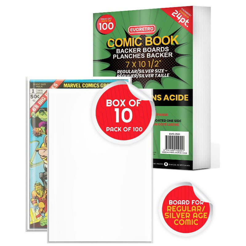 Regular-Silver Comic Backer Boards - Backboard 24PT EVORETRO Canada Comic Protectors  Squirtle Squad Card Shop.