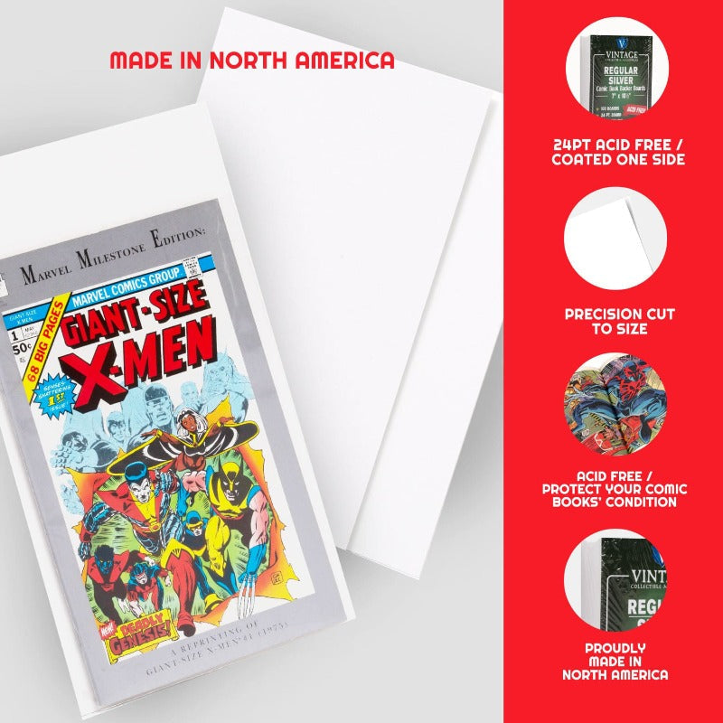 Regular-Silver Comic Backer Boards - Backboard 24PT EVORETRO Canada Comic Protectors  Squirtle Squad Card Shop.