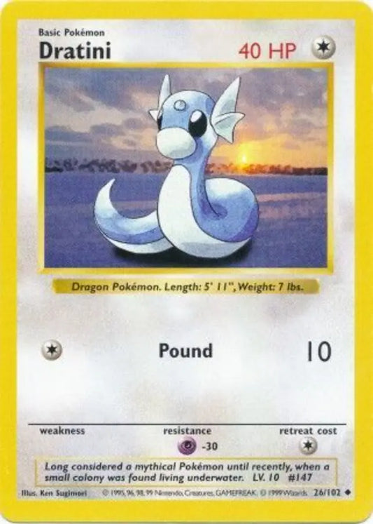 Dratini 026  - Unlimited Base Set Shadowless - Uncommon Base Set (Shadowless) Pokemon Single  Squirtle Squad Card Shop.