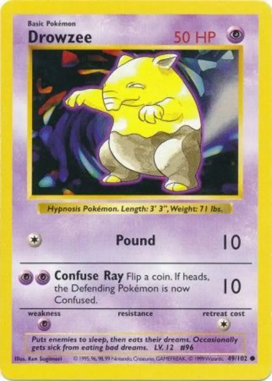 Drowzee 049  - Unlimited Base Set Shadowless - Common Base Set (Shadowless) Pokemon Single  Squirtle Squad Card Shop.