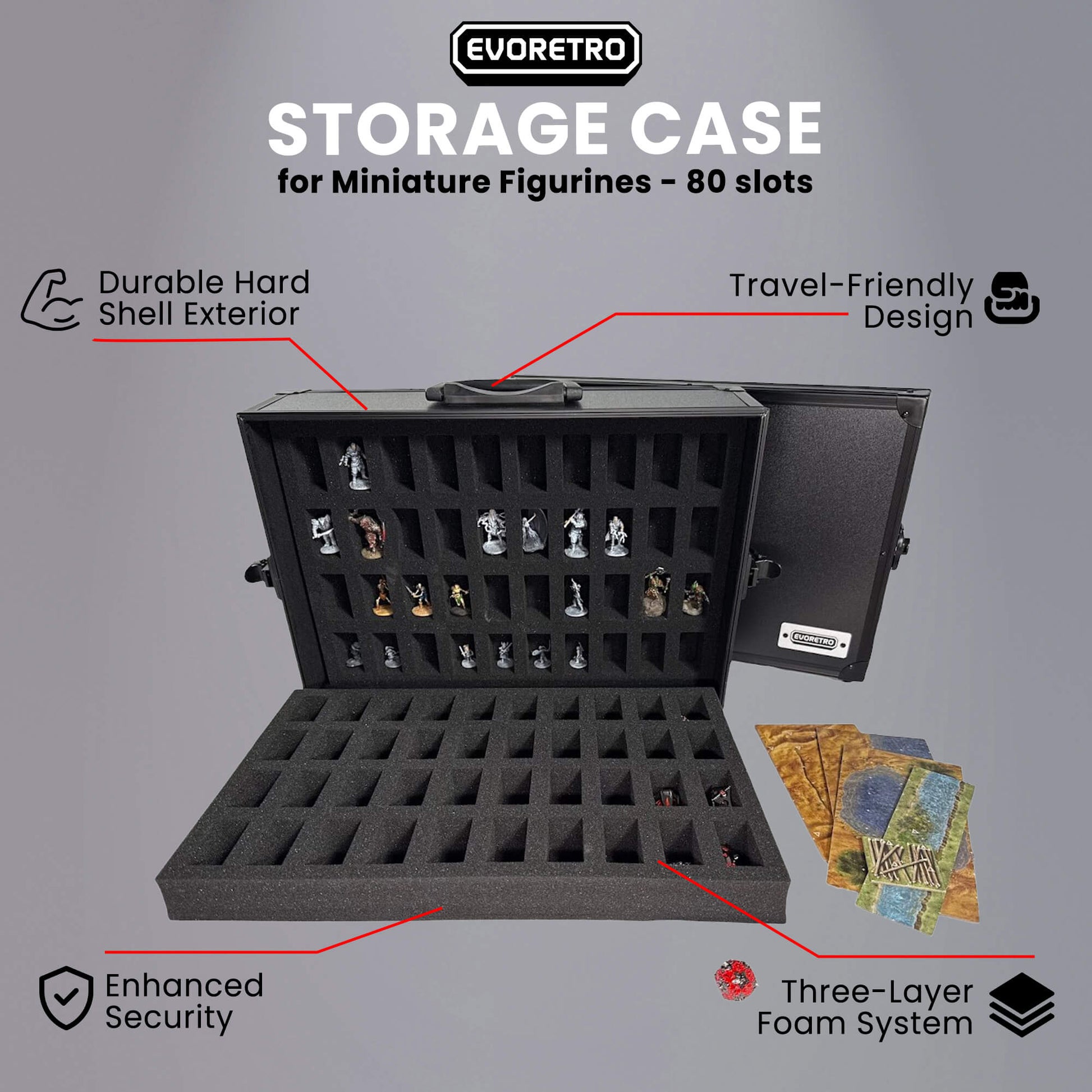 80-Slot EVORETRO Miniature Storage Case with Customizable Foam EVORETRO Canada Figurine Protectors  Squirtle Squad Card Shop.