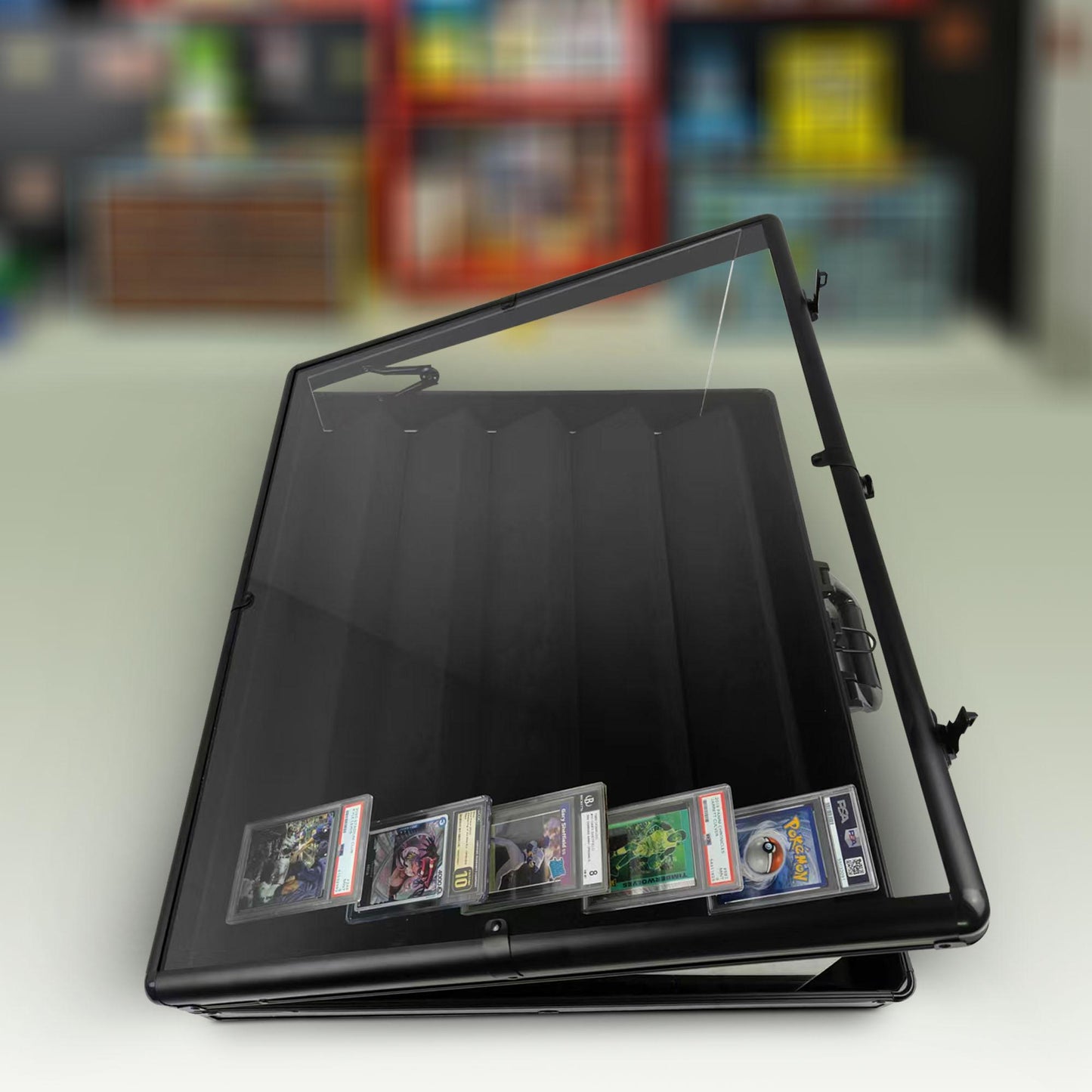 EVORETRO Lockable Display Case – Secure Showcase 24x36x4 Inch Black with removal Separator EVORETRO Canada Card Protectors  Squirtle Squad Card Shop.