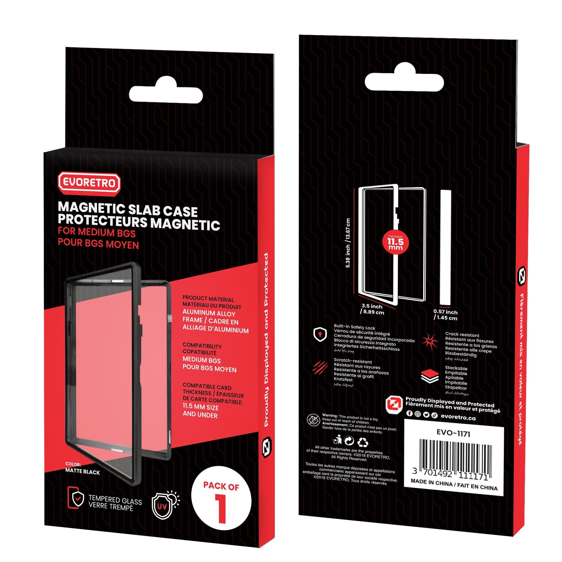 BGS Beckett EVORETRO Magnetic Slab Case – Matte Black EVORETRO Canada Card Protectors  Squirtle Squad Card Shop.