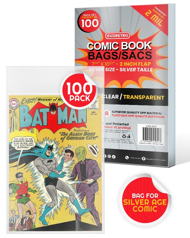 EVORETRO Comic Bags for Silver Age Comic Bags Protector - 2MIL EVORETRO Canada Comic Protectors  Squirtle Squad Card Shop.