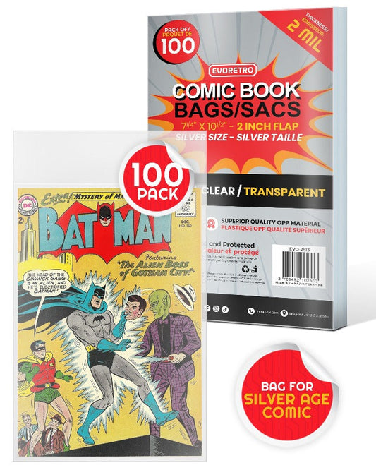 EVORETRO Comic Bags for Silver Age Comic Bags Protector - 2MIL EVORETRO Canada Comic Protectors  Squirtle Squad Card Shop.