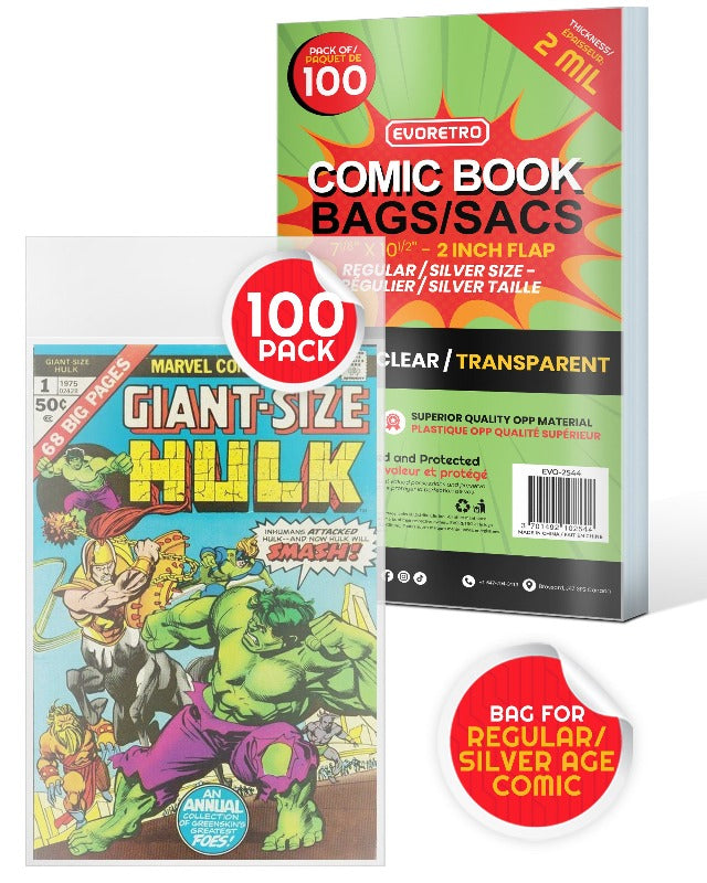 EVORETRO Comic Bags for Comics Regular and Silver Comic Bags - 2MIL EVORETRO Canada Comic Protectors  Squirtle Squad Card Shop.